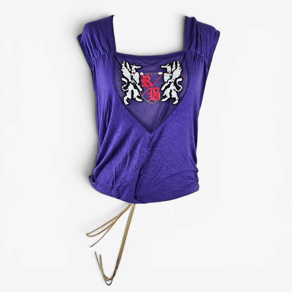 Euro Top Sequin Chain Detail Roccobarocco Purple - Size 6